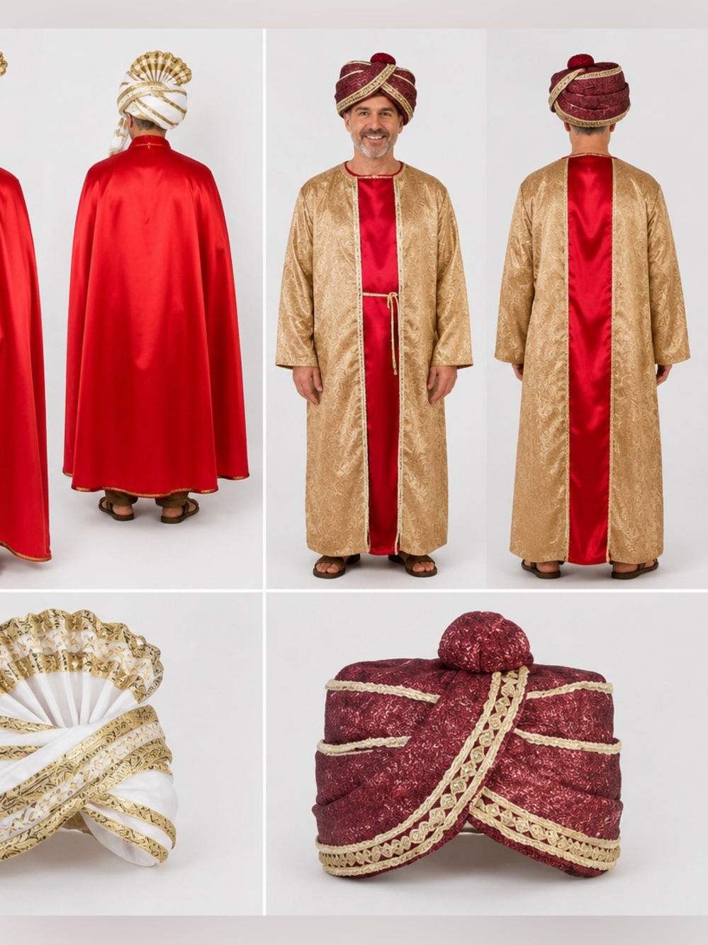Elegant Red and Gold Men's Costume Set Biblical Magi Three Kings Costume Set